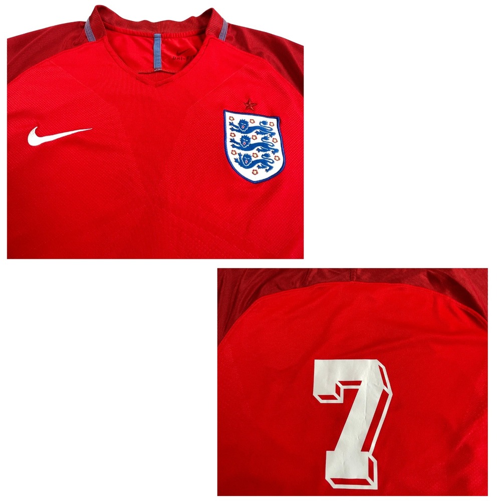 Nike Kids Youth XL England 7 Soccer Jersey Dri-FIT National Team Red Shirt Flaws